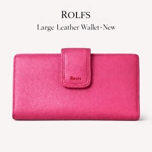 Rolfs Vibrant Pink Genuine Leather Wallet Clutch Organizer 7x4